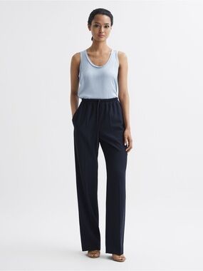 Reiss light blue silk front sleeveless tank top size Medium
